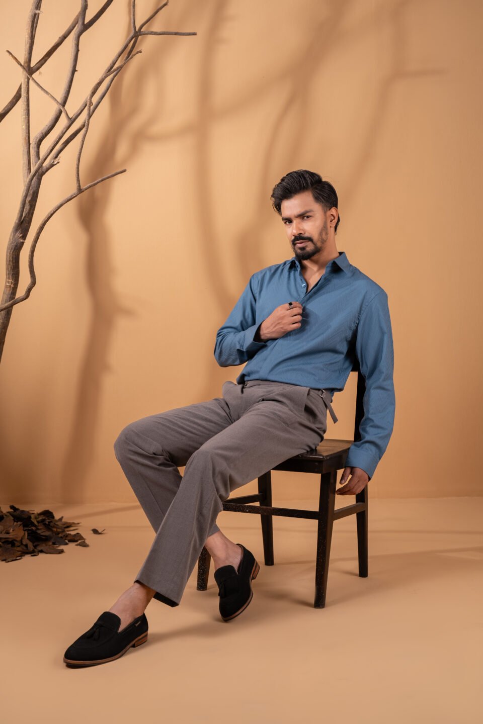 Blue Bamboo Silk Shirt