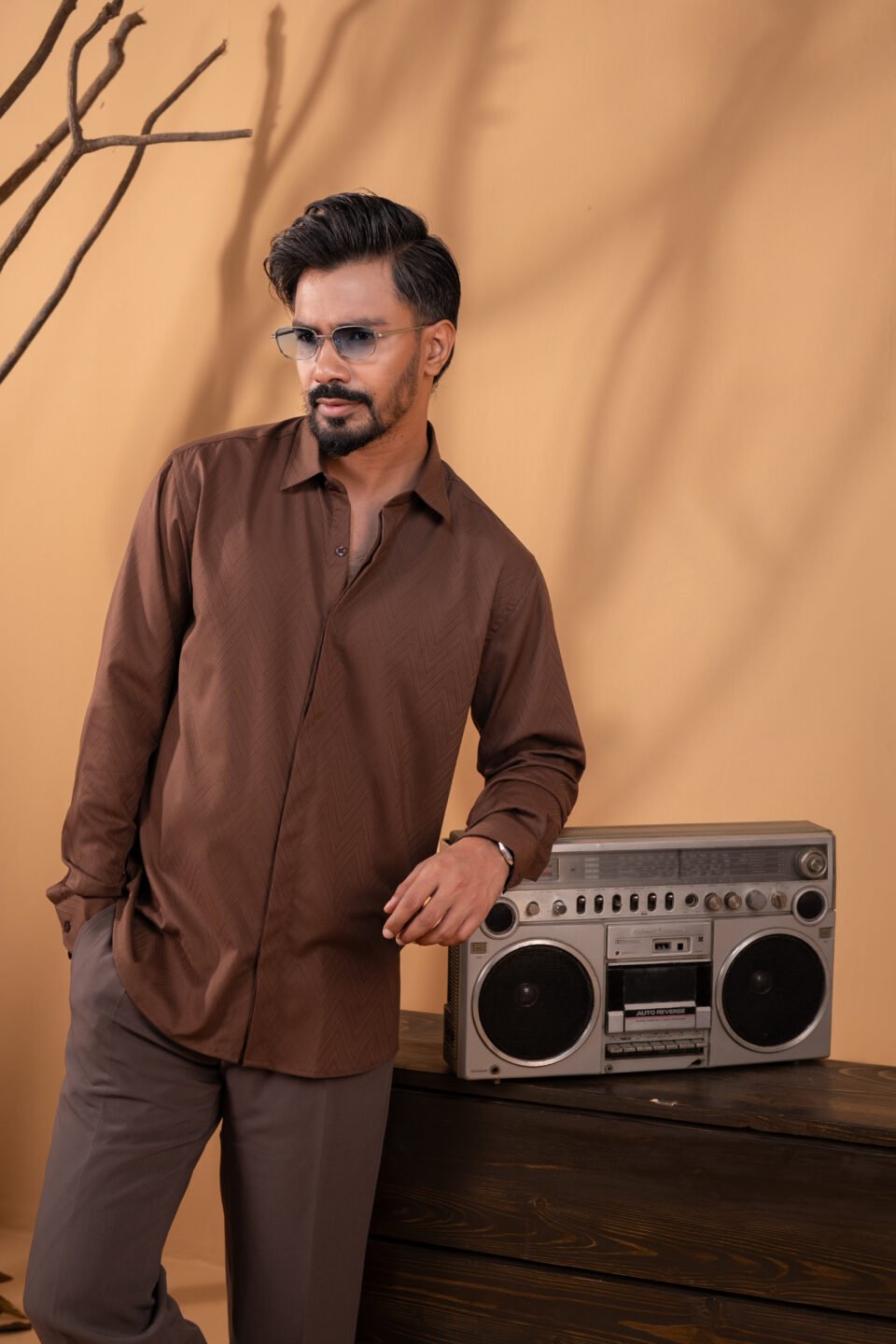 Brown Bamboo Silk Shirt